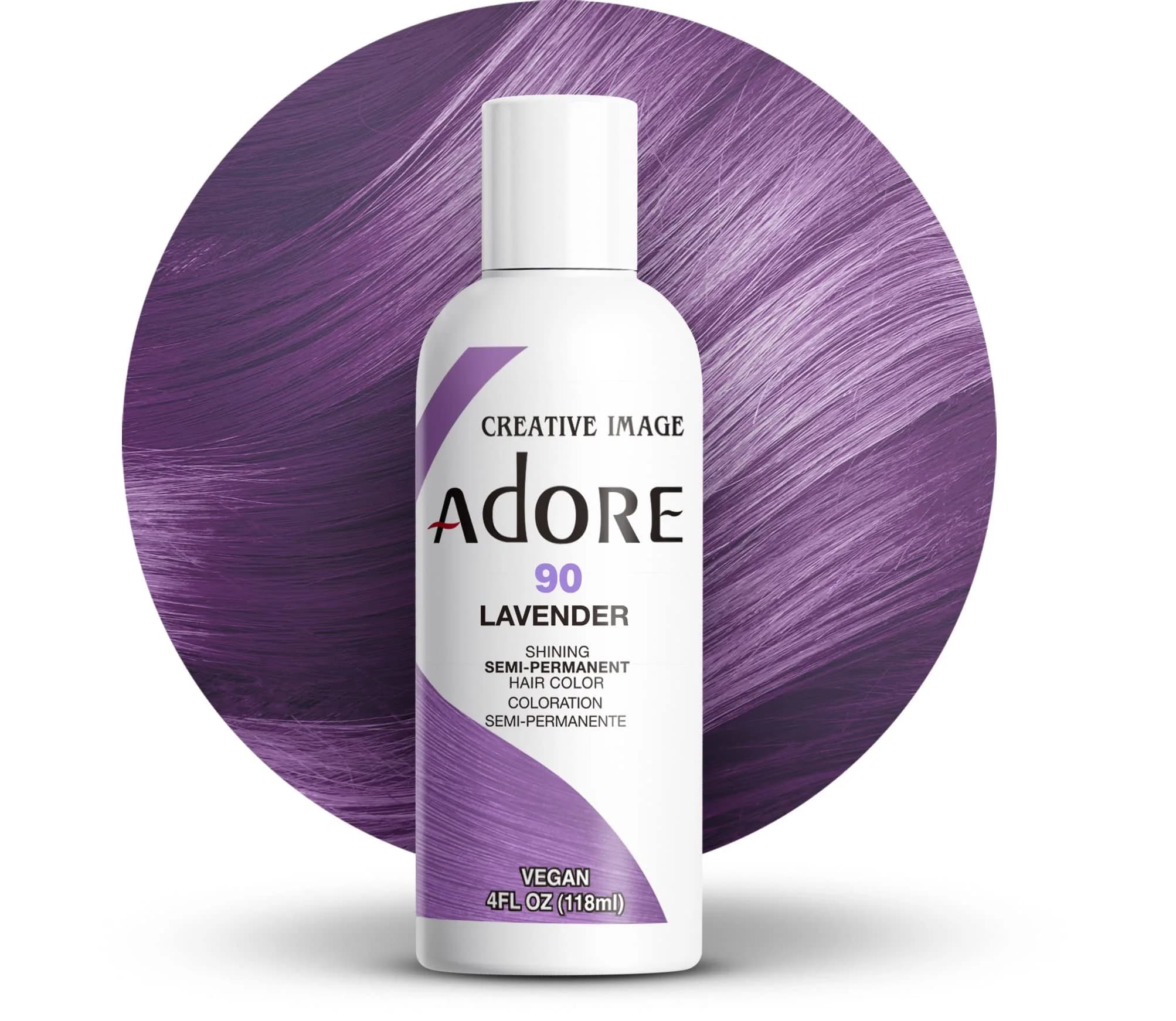 Adore Semi Permanent Hair Color, 107 Mocha, 118ml (4 Fl Oz) | Ammonia-Free, Peroxide-Free, Alcohol-Free — 090 Lavender / 4 Fl Oz