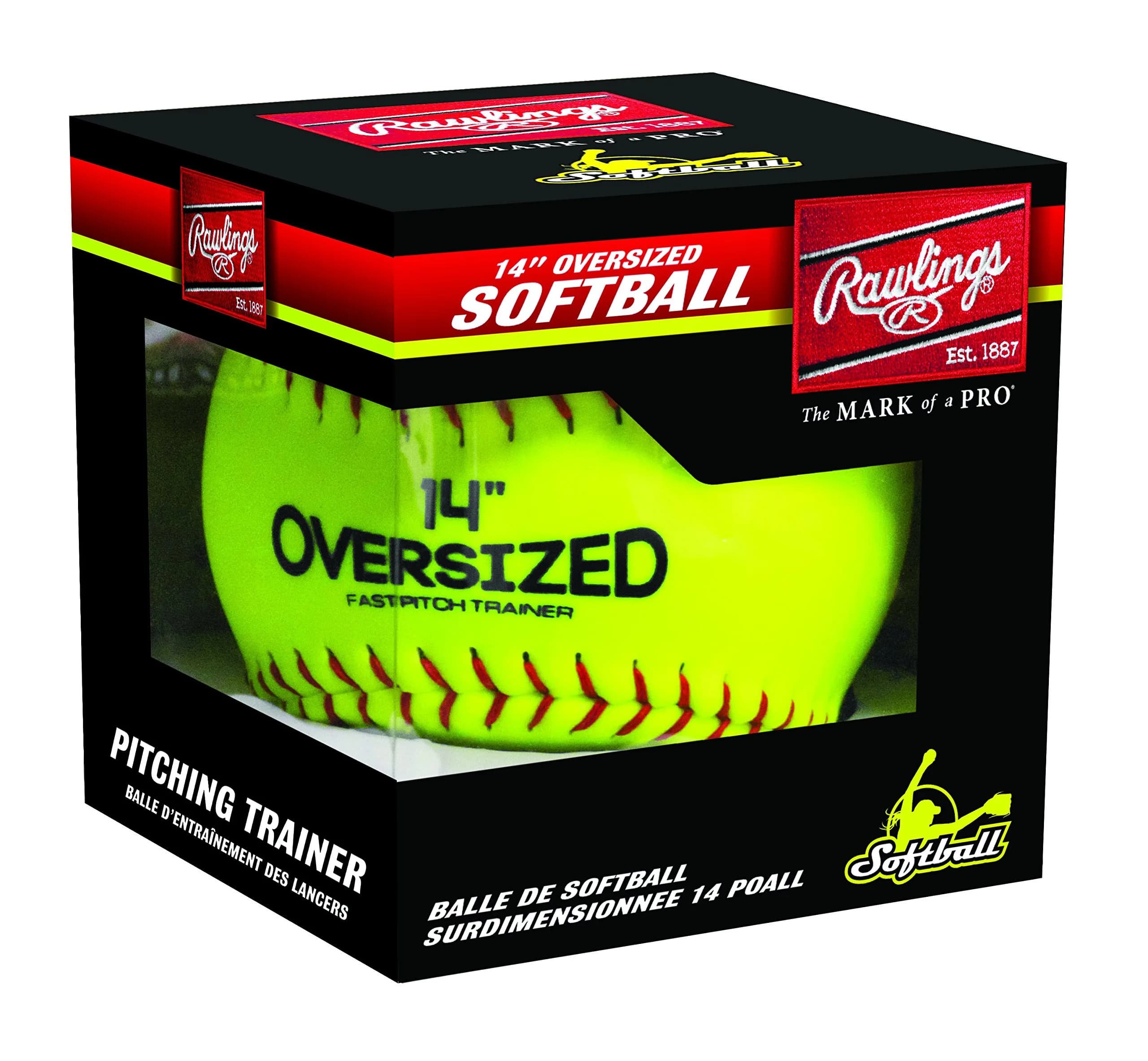 Rawlings Oversized Fastpitch Training Softball 14" (35.5cm) | Improves Pitch Control & Grip — Multi