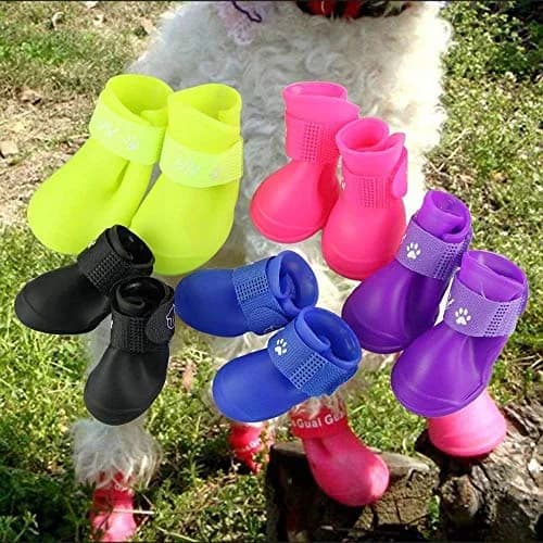Cdycam Puppy Dogs Candy Colors Anti-Slip Waterproof Rubber Rain Shoes Boots Paws Cover (Purple,Medium) | Waterproof, Anti-Skid, Soft & Comfortable thumbnail 1