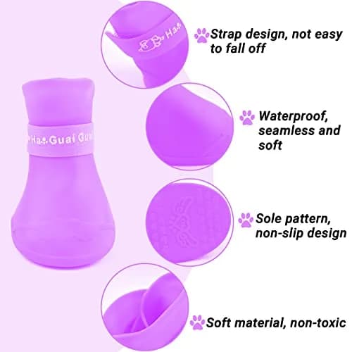 Cdycam Puppy Dogs Candy Colors Anti-Slip Waterproof Rubber Rain Shoes Boots Paws Cover (Purple,Medium) | Waterproof, Anti-Skid, Soft & Comfortable thumbnail 3