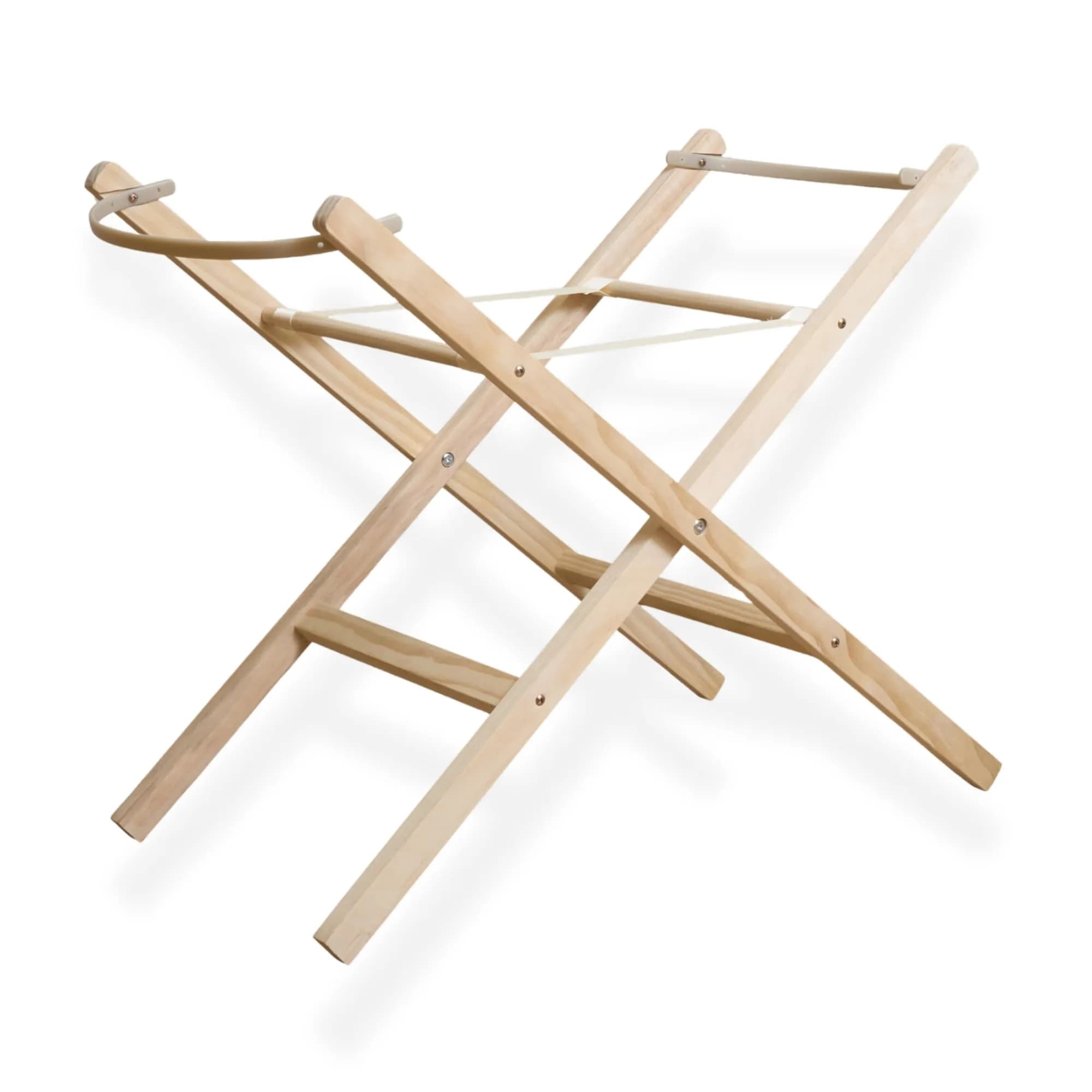 CLAIR DE LUNE Folding Moses Basket Stand | Natural Wood, Safe & Foldable for Nursery