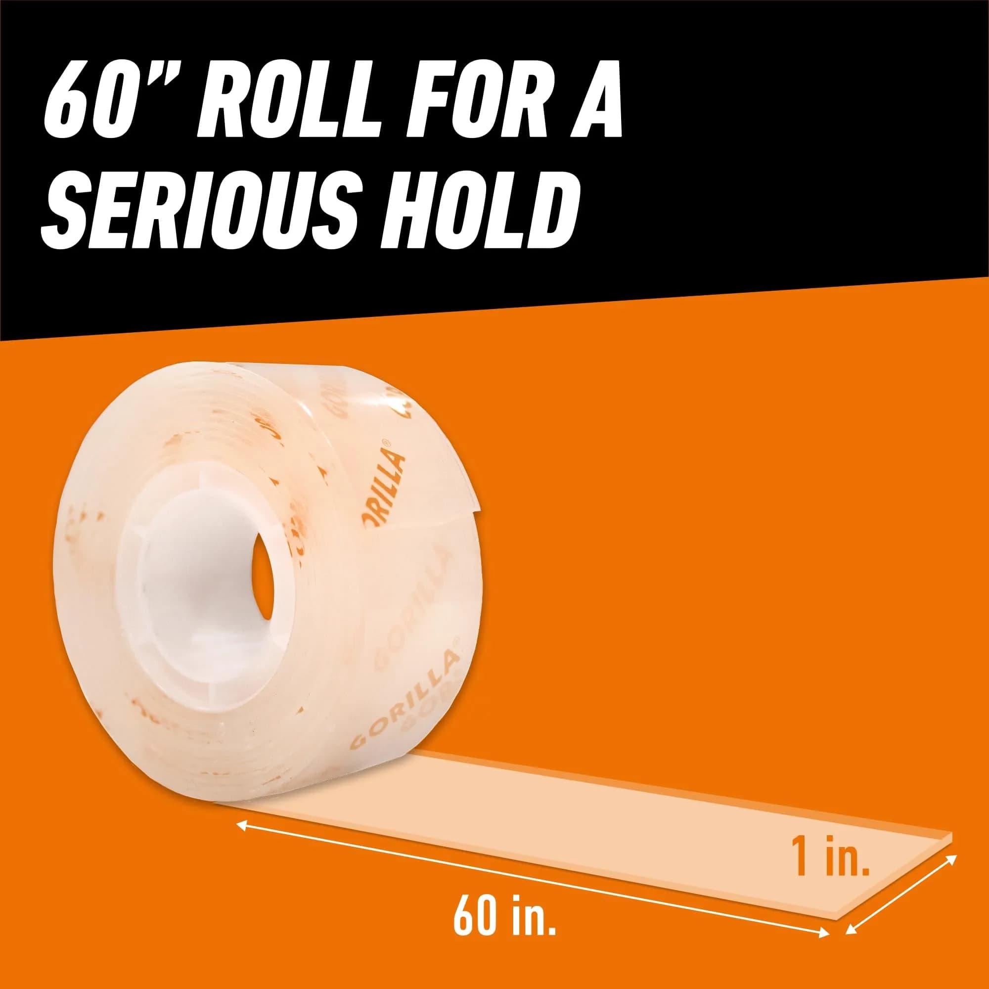 Gorilla Invisible Hold Mounting Tape 2.54cm x 152.4cm (1" x 60") | Holds Up to 6.8kg (15 lbs) Clear Double-Sided Adhesive - view 6