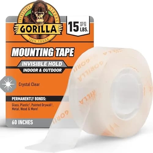 Gorilla Invisible Hold Mounting Tape 2.54cm x 152.4cm (1" x 60") | Holds Up to 6.8kg (15 lbs) Clear Double-Sided Adhesive thumbnail 1