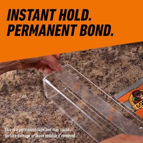 Gorilla Invisible Hold Mounting Tape 2.54cm x 152.4cm (1" x 60") | Holds Up to 6.8kg (15 lbs) Clear Double-Sided Adhesive thumbnail 7