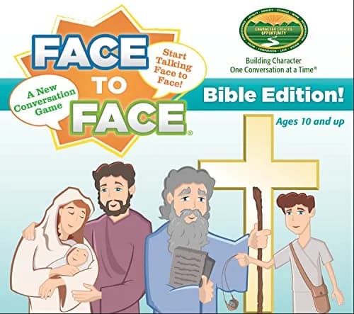 Harvest Time Partners Face to Face Bible Edition - Conversation Starters for Kids & Adults, 96 Scenario Cards, Ages 10+ | Bible-based Family Game thumbnail 1