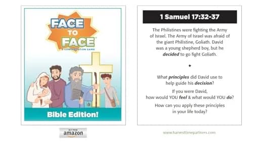 Harvest Time Partners Face to Face Bible Edition - Conversation Starters for Kids & Adults, 96 Scenario Cards, Ages 10+ | Bible-based Family Game thumbnail 4