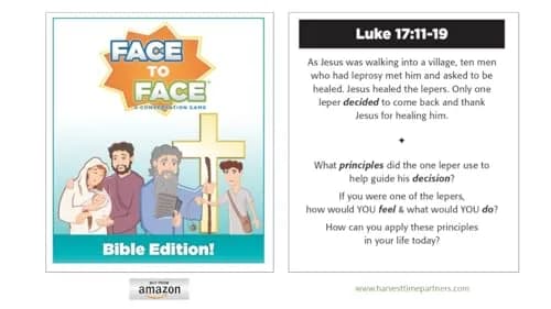 Harvest Time Partners Face to Face Bible Edition - Conversation Starters for Kids & Adults, 96 Scenario Cards, Ages 10+ | Bible-based Family Game thumbnail 5