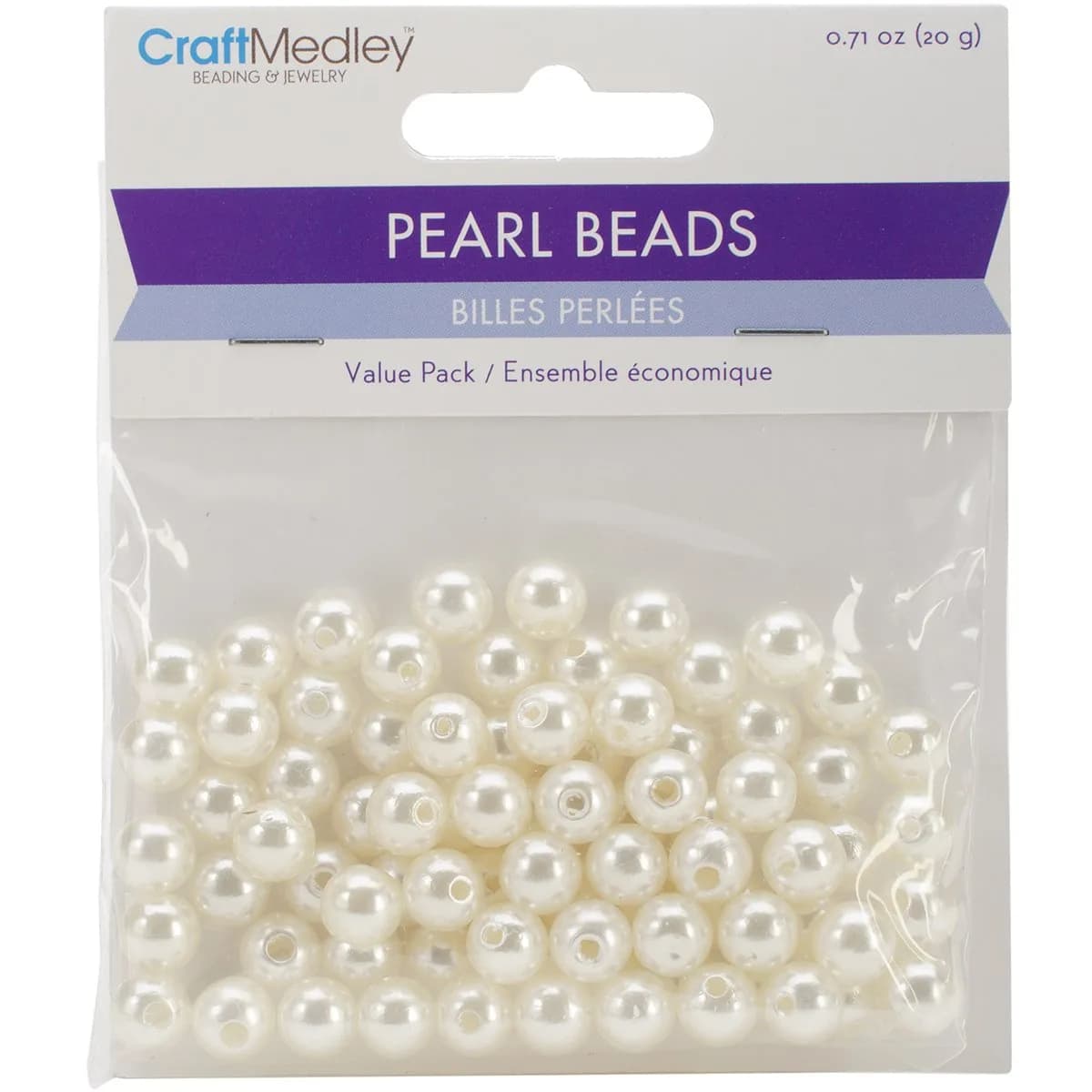 Craft Medley Acrylic Pearl Beads 8mm Ivory | Realistic Jewelry Beads for Crafts
