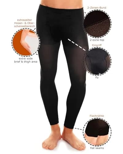GLAMORY Thermoman100 Thermal Footless Tights Black Medium | Insulating Microfiber for Men thumbnail 2