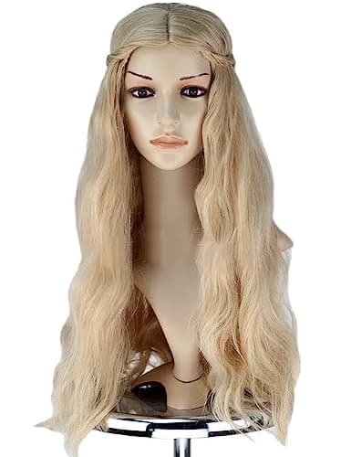 Angelaicos Womens Hippie Wigs Long Blonde Wavy Cosplay Wig 22in | Heat-Resistant Synthetic thumbnail 1