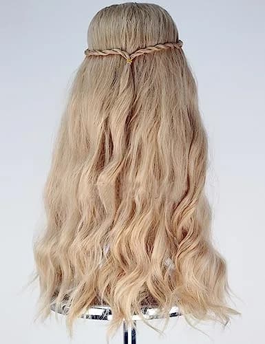 Angelaicos Womens Hippie Wigs Long Blonde Wavy Cosplay Wig 22in | Heat-Resistant Synthetic thumbnail 2