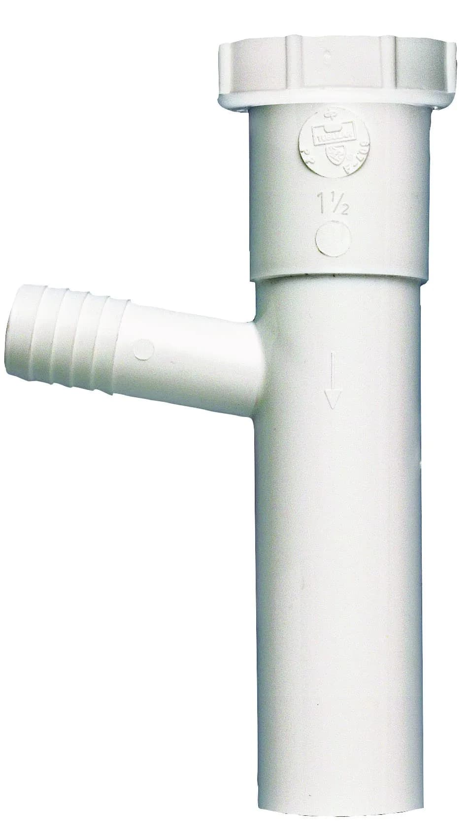 Plumb Pak PP20664 Branch Tailpiece | White Polypropylene Dishwasher Fitting (8in, 1-1/2in Inlet) — White