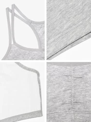 Fruit of the Loom Women's Spaghetti Strap Cotton Sports Bra - All-Day Comfort, Purple Velvet/Heather Grey/Lilac, 44 | Supportive Cotton Bra thumbnail 4