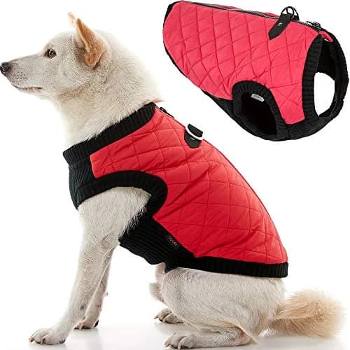 Gooby Fashion Vest Dog Jacket, Red, Large | Water-Resistant, Expandable & Stylish Winter Coat thumbnail 1