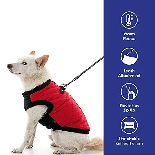 Gooby Fashion Vest Dog Jacket, Red, Large | Water-Resistant, Expandable & Stylish Winter Coat thumbnail 2