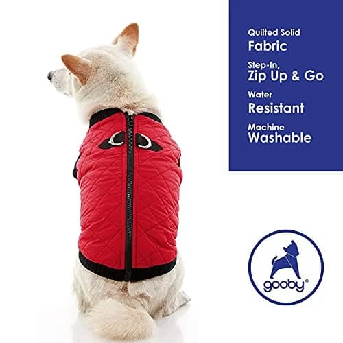 Gooby Fashion Vest Dog Jacket, Red, Large | Water-Resistant, Expandable & Stylish Winter Coat thumbnail 3