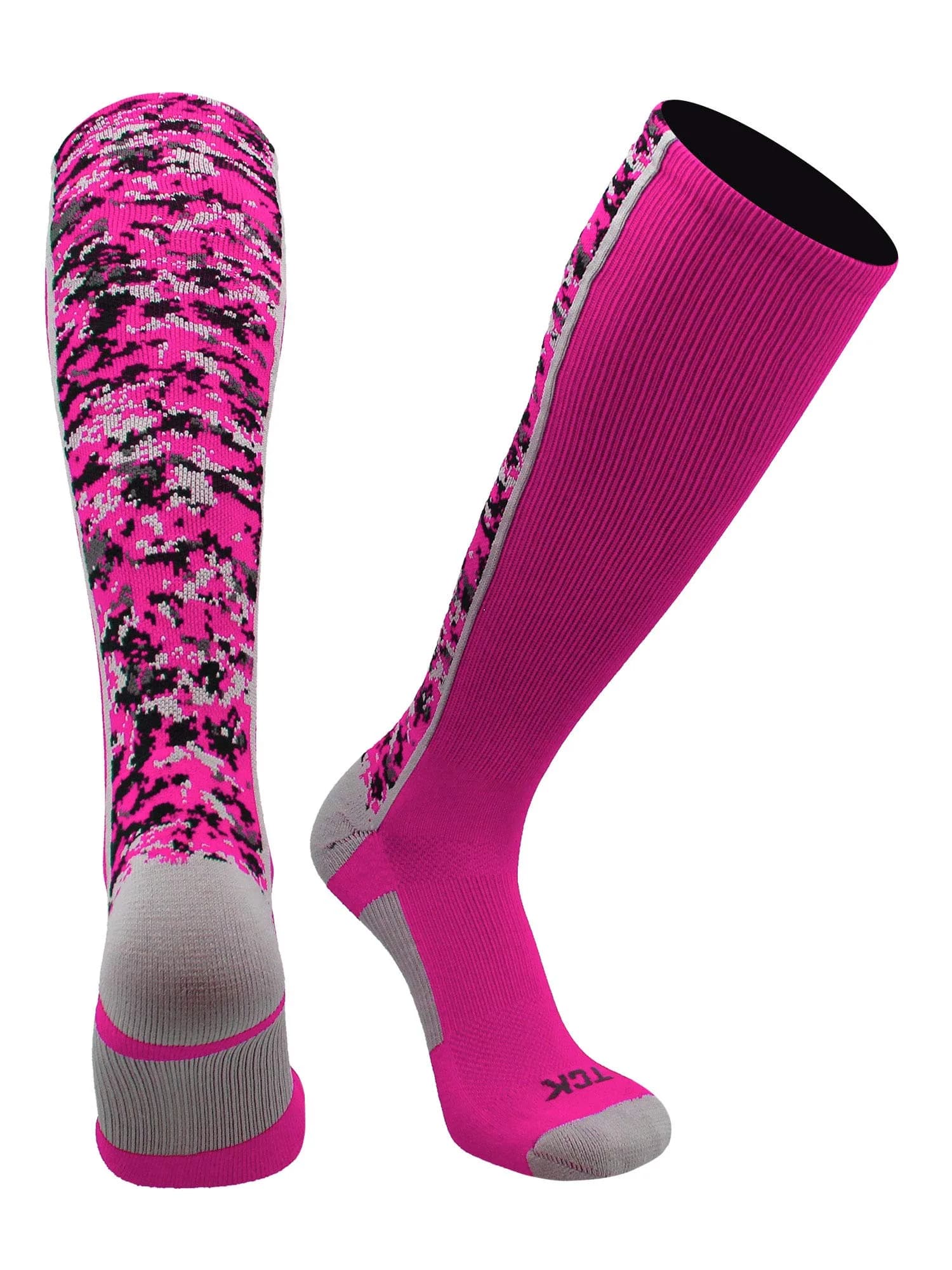 TCK Digital Camo OTC Socks for Youth & Adults - Navy, Large | Athletic Support & Durability — Neon Pink / X-Large