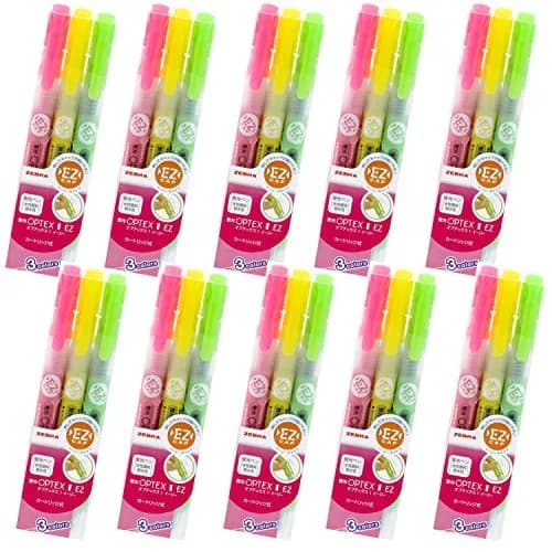 ゼブラ(ZEBRA) Optex 1 EZ 3 Color Highlighter 10 Count | Vibrant Fluorescent Colors, Easy Cap, Long Lasting (70-120 chars) thumbnail 1