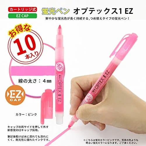 ゼブラ(ZEBRA) Pink Highlighter 10 Count | EZ Cap, Water-Based Ink, 4mm Line thumbnail 2