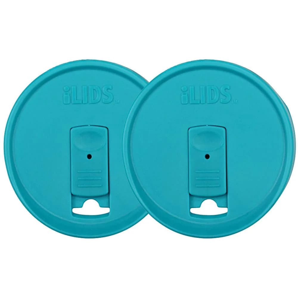 iLIDS Mason Jar Drink Lid, Wide Mouth, Aqua Blue, 2 Pack | Spill-Resistant, Reusable, USA Made — Aqua Blue