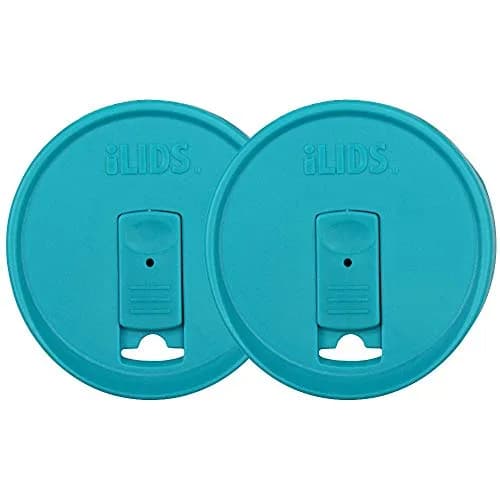 iLIDS Mason Jar Drink Lid, Wide Mouth, Aqua Blue, 2 Pack | Spill-Resistant, Reusable, USA Made thumbnail 1