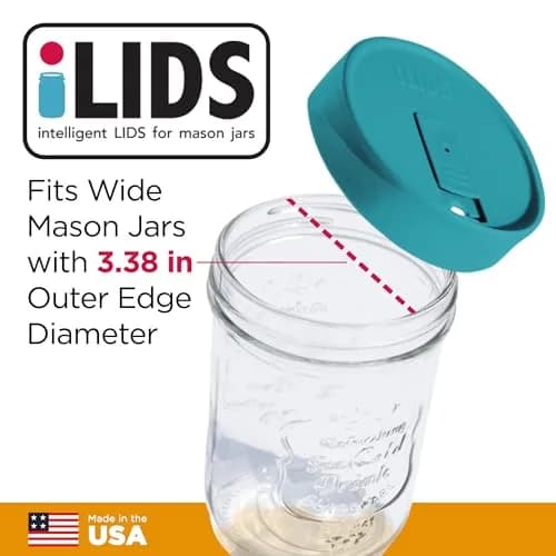 iLIDS Mason Jar Drink Lid, Wide Mouth, Aqua Blue, 2 Pack | Spill-Resistant, Reusable, USA Made thumbnail 2