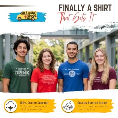 Feelin Good Tees 'It's Okay If You Disagree with Me' Mens Graphic T Shirt | Adult Humor, Cotton, Black, S thumbnail 3