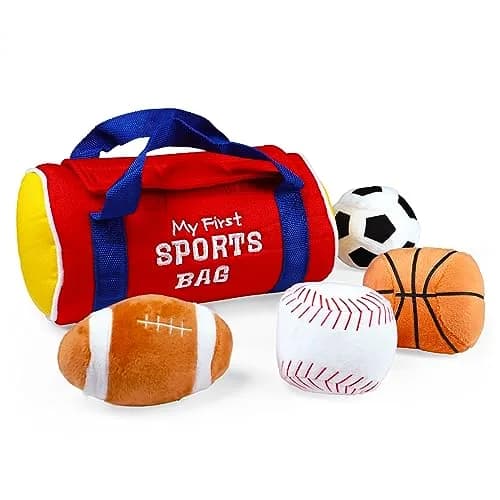 GUND Baby My First Sports Bag 5-Piece Plush Toy Playset for Babies | Sensory Plush Toys for Early Development thumbnail 5