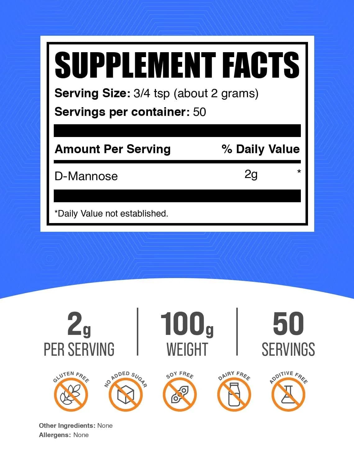 BulkSupplements D-Mannose Powder 3.5 oz (100g) | Supports Urinary Tract Health | Unflavored - view 2