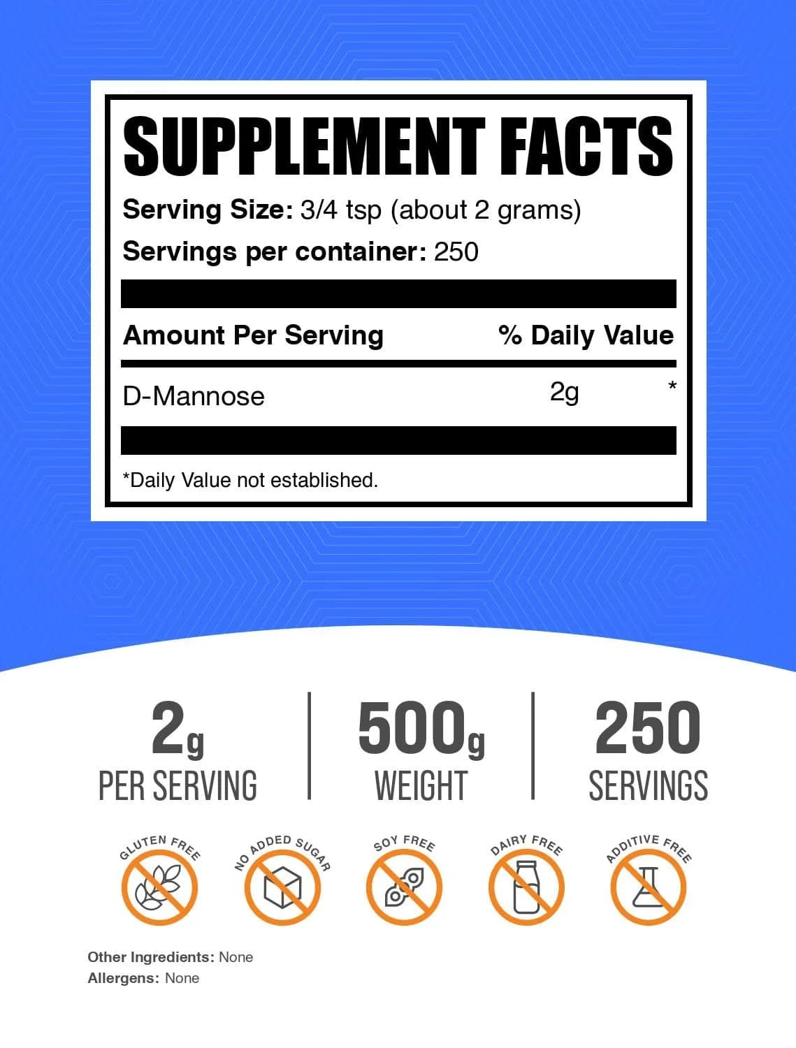 BulkSupplements D-Mannose Powder 1.1 lb (500g) - Supports Urinary Tract Health - view 2