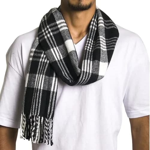 Alpine Swiss Plaid Scarf 80in x 12in | Luxurious Soft Winter Accessory thumbnail 3