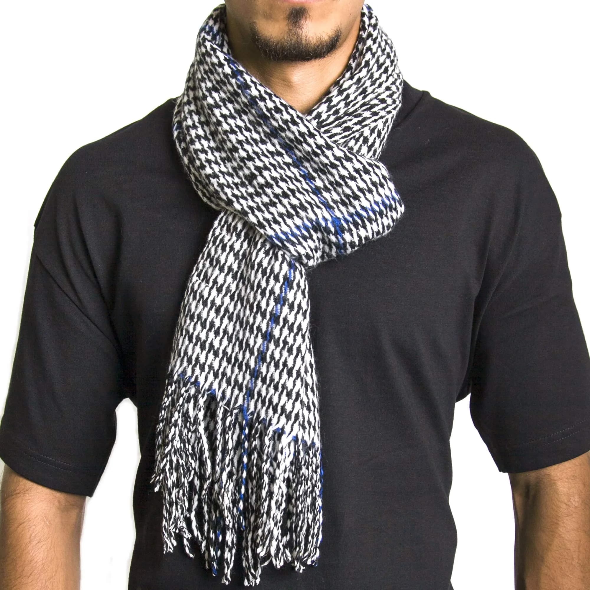 Alpine Swiss Blue Plaid Scarf | Luxuriously Soft Winter Accessory for Men & Women thumbnail 1