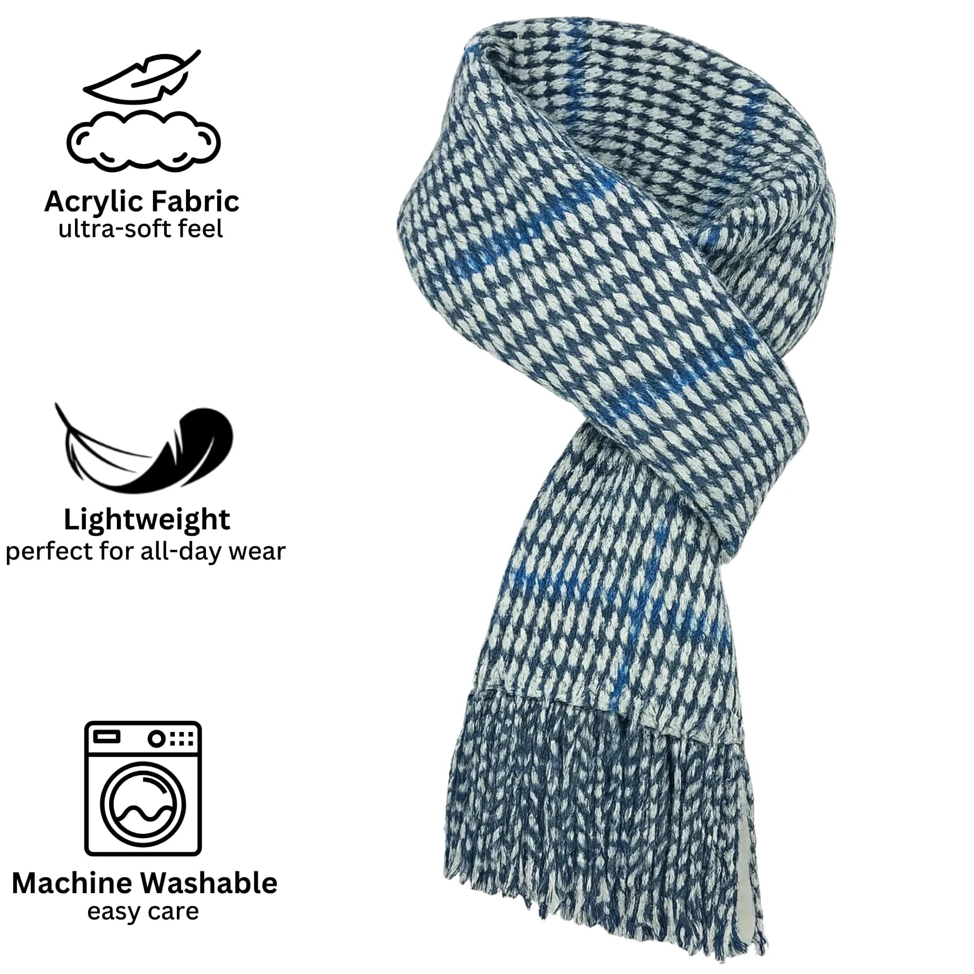 Alpine Swiss Blue Plaid Scarf | Luxuriously Soft Winter Accessory for Men & Women thumbnail 6