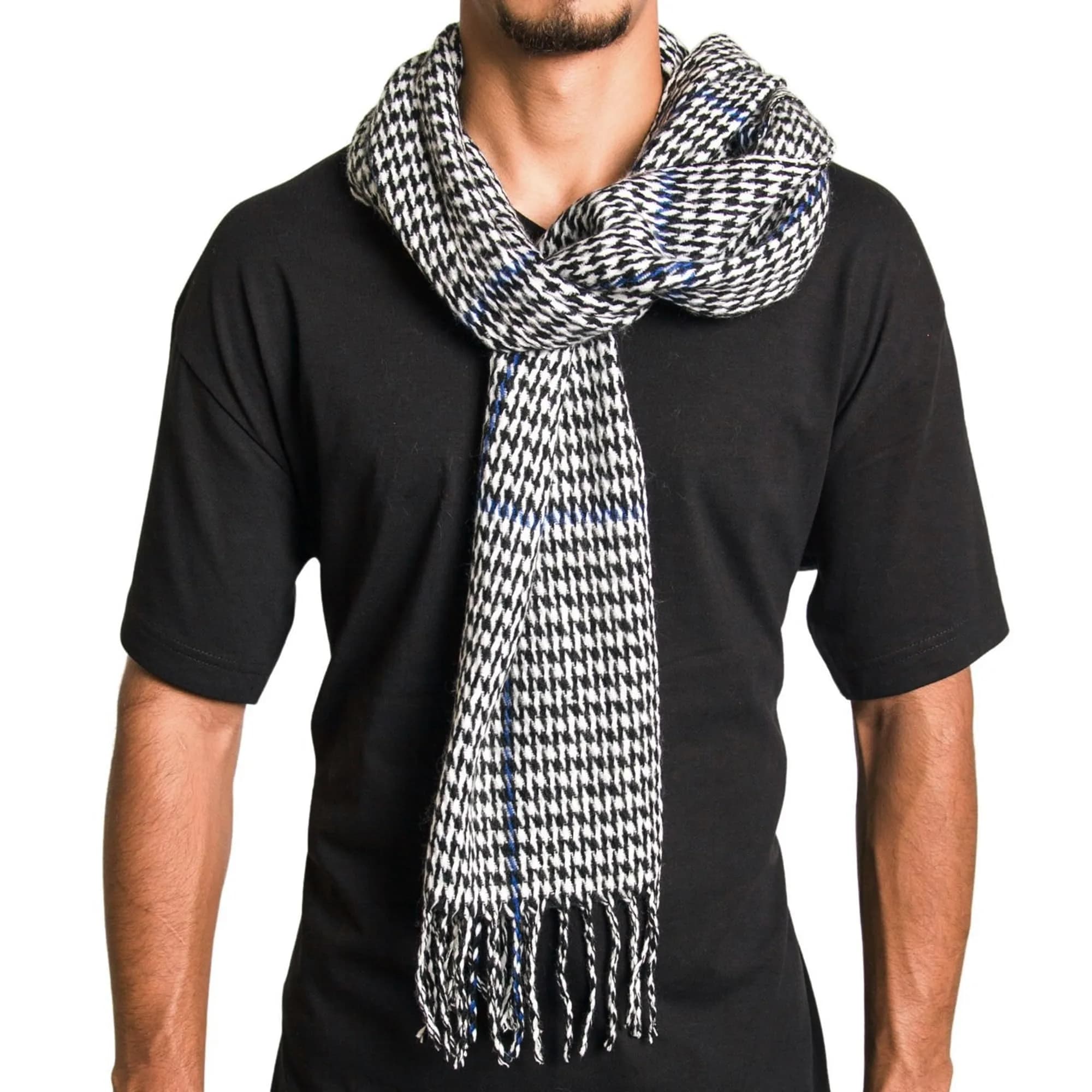 Alpine Swiss Blue Plaid Scarf | Luxuriously Soft Winter Accessory for Men & Women thumbnail 2