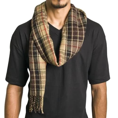 Alpine Swiss Mens Plaid Scarf 80in x 12in | Luxuriously Soft Winter Accessory thumbnail 1