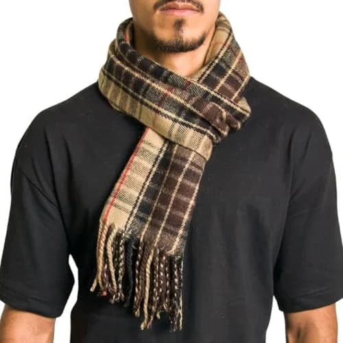 Alpine Swiss Mens Plaid Scarf 80in x 12in | Luxuriously Soft Winter Accessory thumbnail 4
