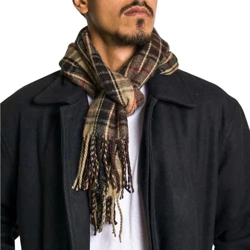 Alpine Swiss Mens Plaid Scarf 80in x 12in | Luxuriously Soft Winter Accessory thumbnail 5