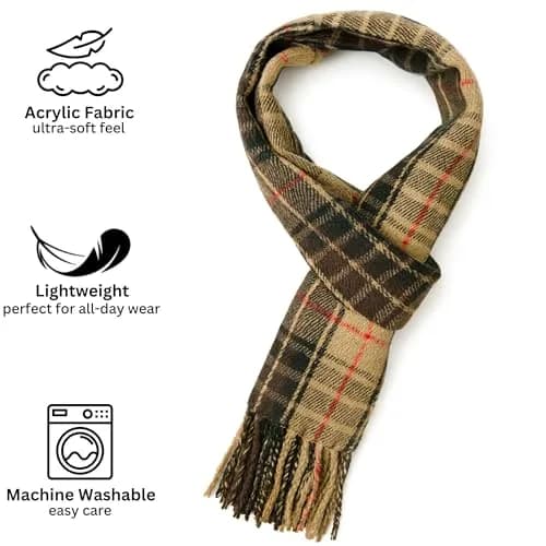 Alpine Swiss Mens Plaid Scarf 80in x 12in | Luxuriously Soft Winter Accessory thumbnail 6