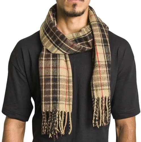Alpine Swiss Mens Plaid Scarf 80in x 12in | Luxuriously Soft Winter Accessory thumbnail 2