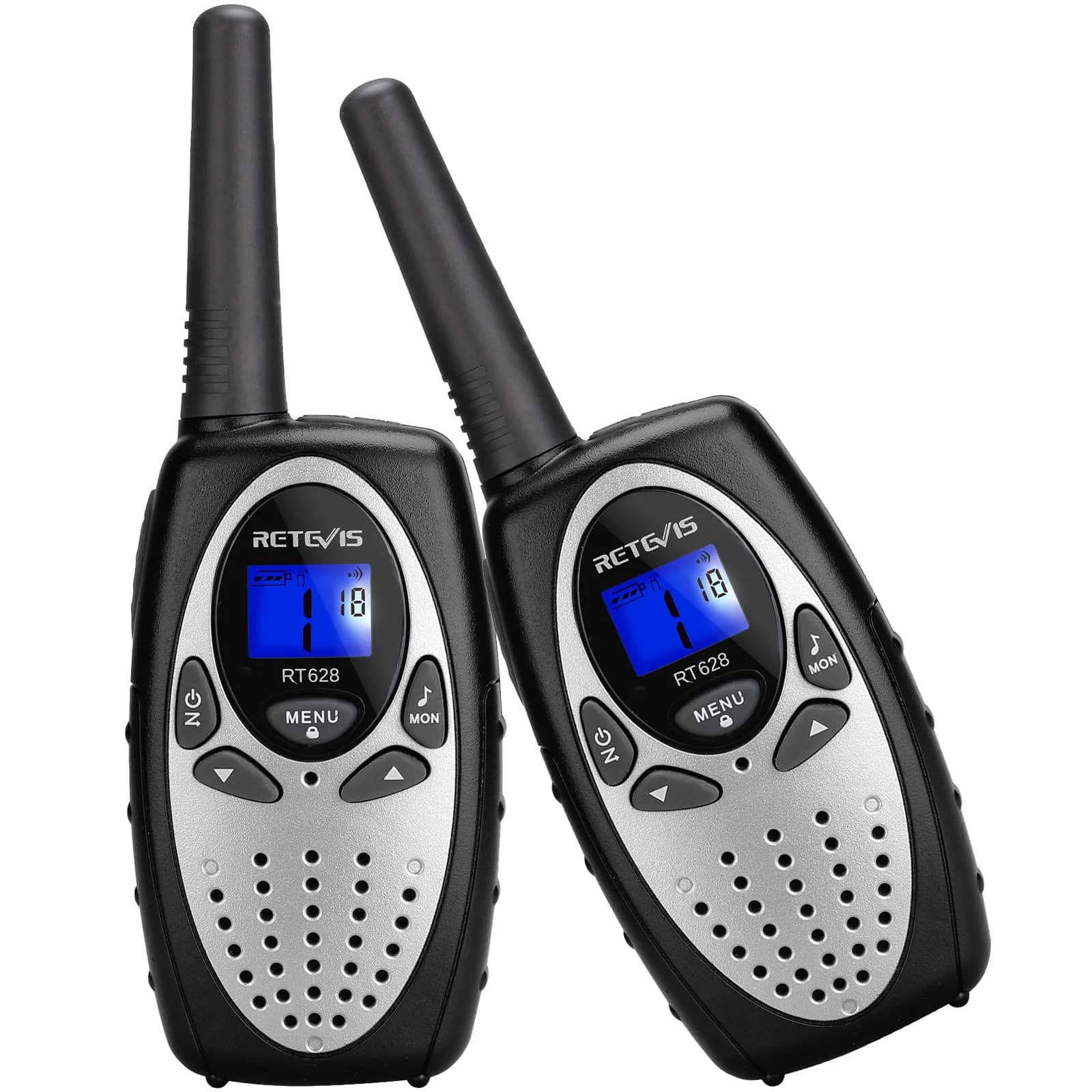 Retevis RT628 Walkie Talkies for Kids & Family | 22 Channels, VOX, Keypad Lock, 4 Pack — Silvery