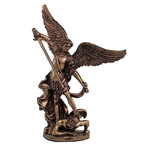 Veronese Design Archangel Saint Michael Slaying Demon Figurine 10.16cm (4 Inch) | Cold Cast Bronze Finish thumbnail 1
