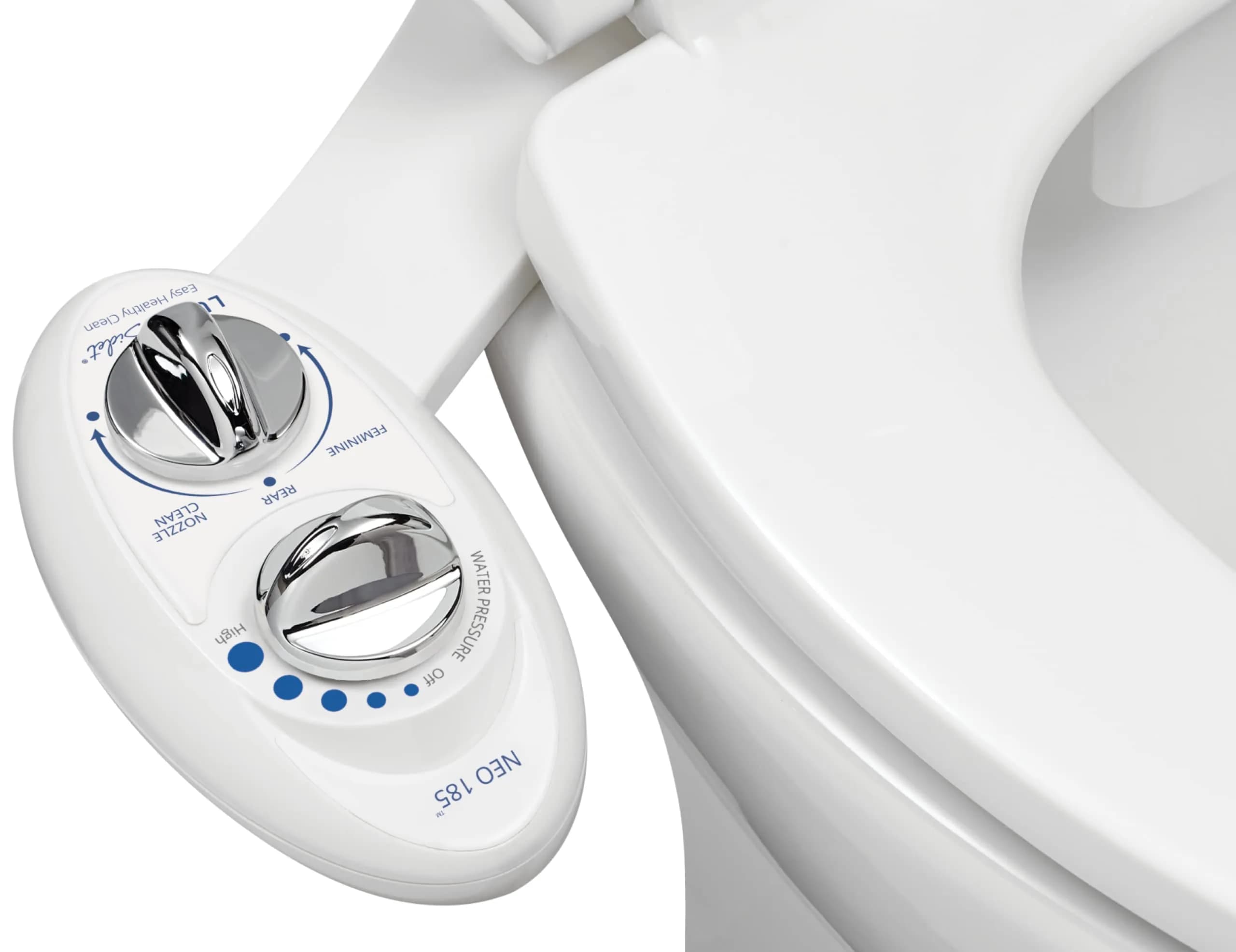 LUXE Bidet NEO 185 Bidet Attachment for Toilet Seat | Dual Nozzle, Non-Electric, White — White