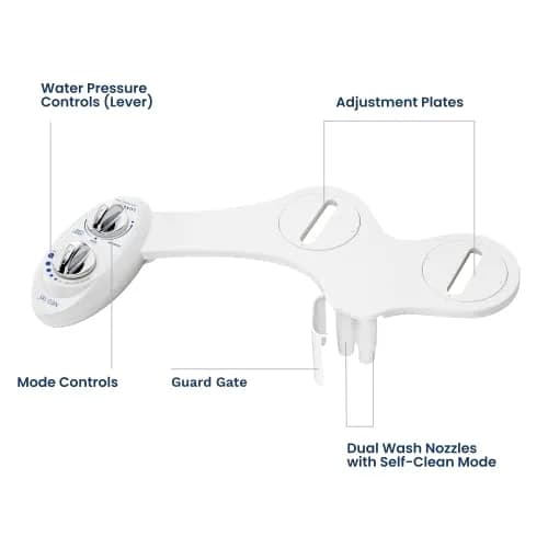 LUXE Bidet NEO 185 Bidet Attachment for Toilet Seat | Dual Nozzle, Non-Electric, White thumbnail 7