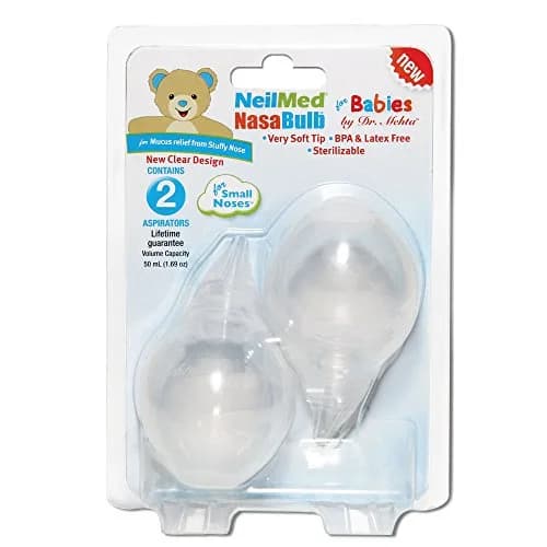 NeilMed NasaBulb Nasal Aspirator 2 Count (50ml) | Gentle Mucus Removal for Newborns thumbnail 1