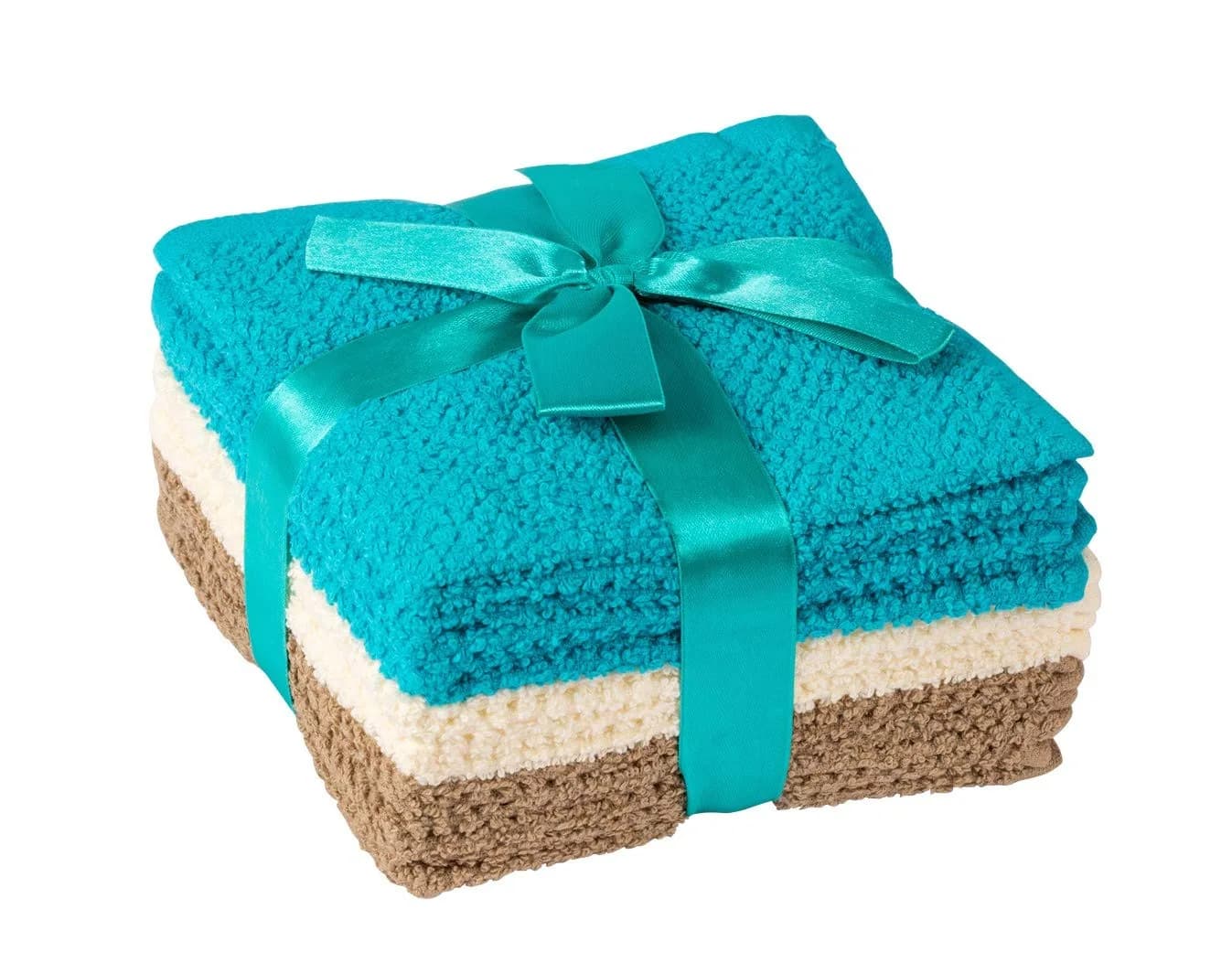 Living Fashions Washcloths Set of 8 | Popcorn Weave, 12"x12" | Absorbent 100% Ring Spun Cotton — 12"X12"