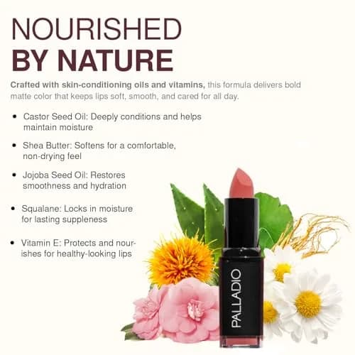 Palladio Herbal Matte Lipstick, Creamy & Long Lasting, Red Carpet | Vegan, Hydrating, Full Coverage thumbnail 5