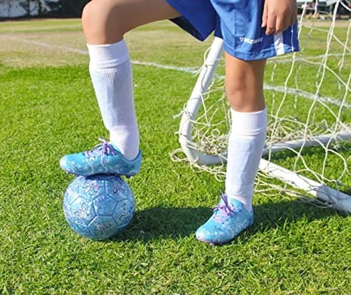 Vizari Frost Firm Ground Soccer Shoes for Youth | Graphic Football Shoes for Kids with Comfort & Padded Linings | Durable Cleats for Boys & Girls Perfect for Outdoor Play Blue/Purple thumbnail 2