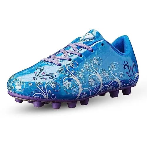 Vizari Frost Firm Ground Soccer Shoes for Youth | Graphic Football Shoes for Kids with Comfort & Padded Linings | Durable Cleats for Boys & Girls Perfect for Outdoor Play Blue/Purple thumbnail 1