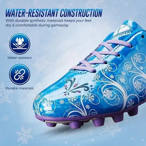Vizari Frost Firm Ground Soccer Shoes for Youth | Graphic Football Shoes for Kids with Comfort & Padded Linings | Durable Cleats for Boys & Girls Perfect for Outdoor Play Blue/Purple thumbnail 5