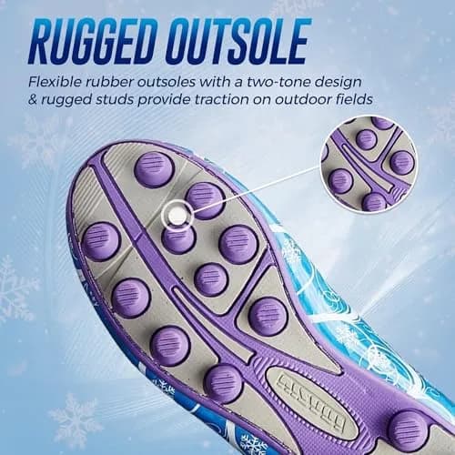 Vizari Frost Firm Ground Soccer Shoes for Youth | Graphic Football Shoes for Kids with Comfort & Padded Linings | Durable Cleats for Boys & Girls Perfect for Outdoor Play Blue/Purple thumbnail 7